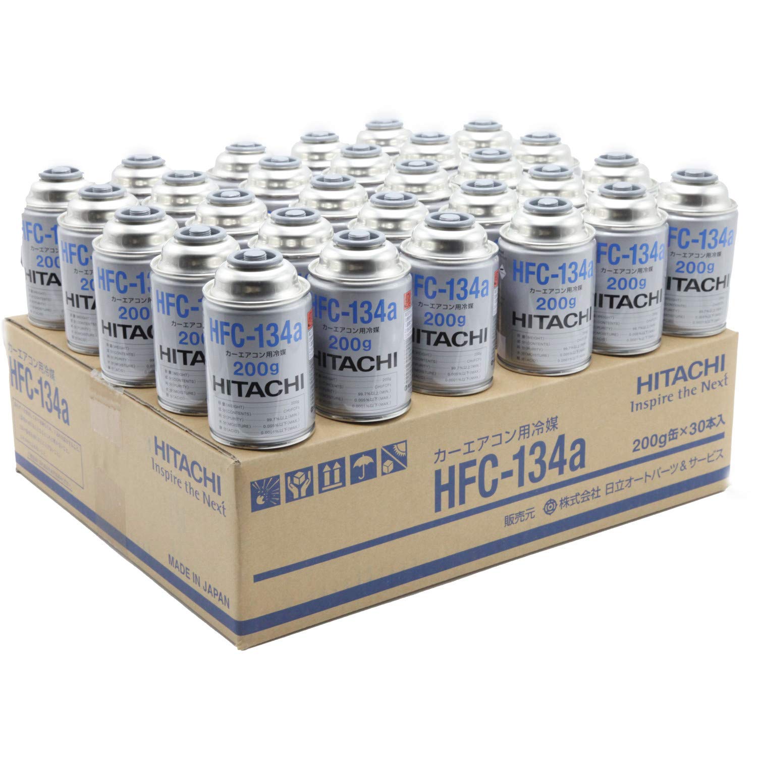Amazon.co.jp: HITACHI (日立) カーエアコン用冷媒 (200g) HFC-134a 30