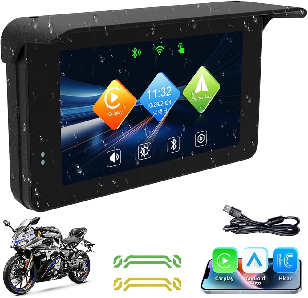Amazon.co.jp: LYANGET バイク ナビ バイク ディスプレイオーディオ