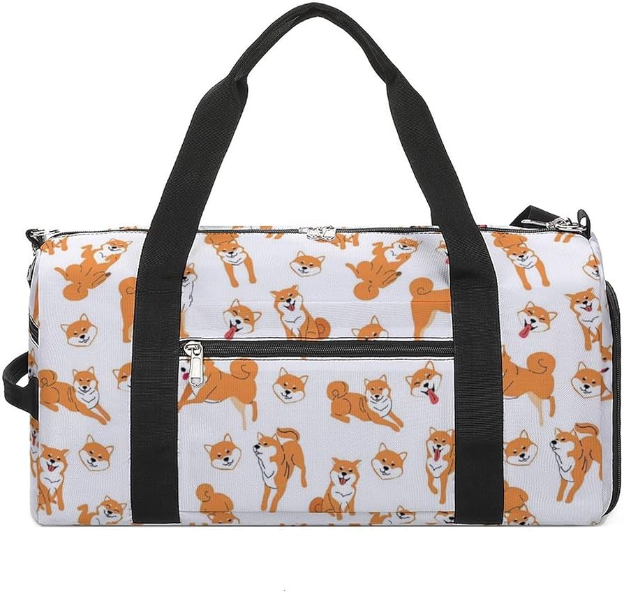 Amazon.co.jp: スポーツバッグ 柴犬 犬柄 ボストンバッグ ジムバック