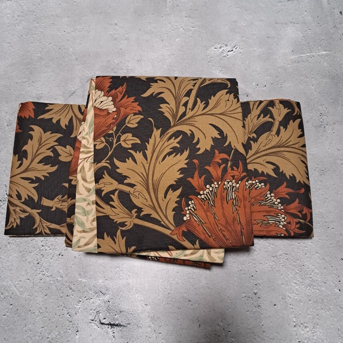 Amazon.co.jp: 半幅帯 ウィリアムモリス アネモネ 赤茶×ウィローボゥ