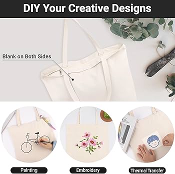 Amazon.com: Segarty Canvas Tote Bag with Zipper, 3 Pack 18x15