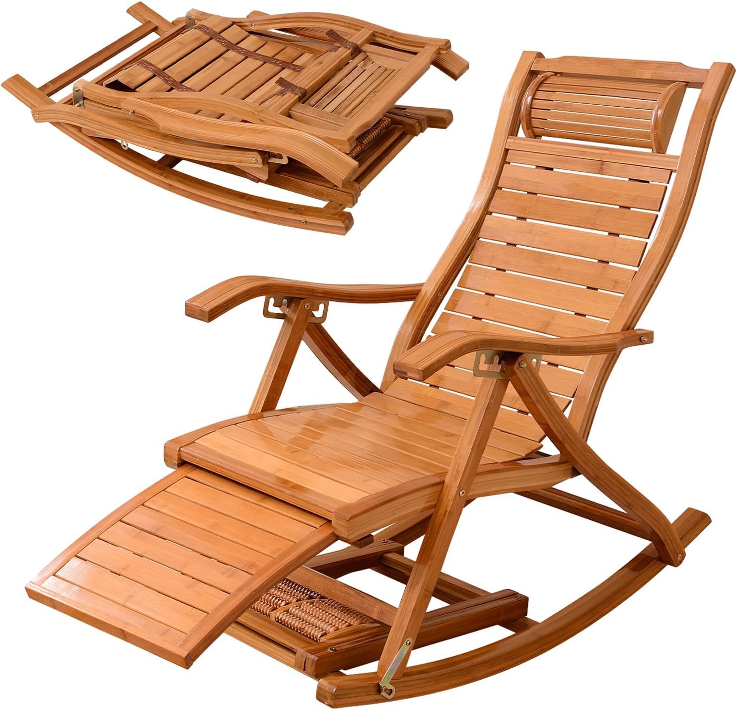 Amazon｜竹庭 天然竹製 ロッキングチェア リクライニングチェア 揺れる