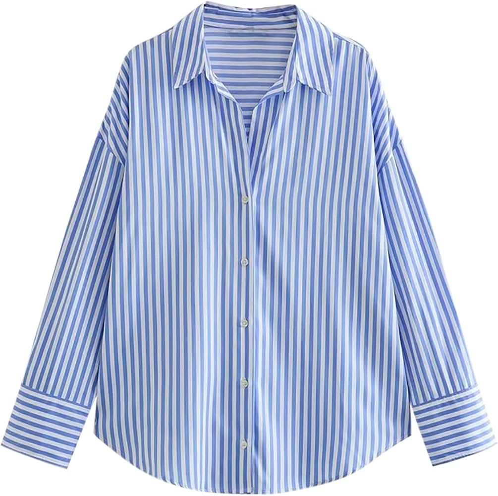 Amazon.com: Womens Button Down Shirts Casual Striped Long Sleeve