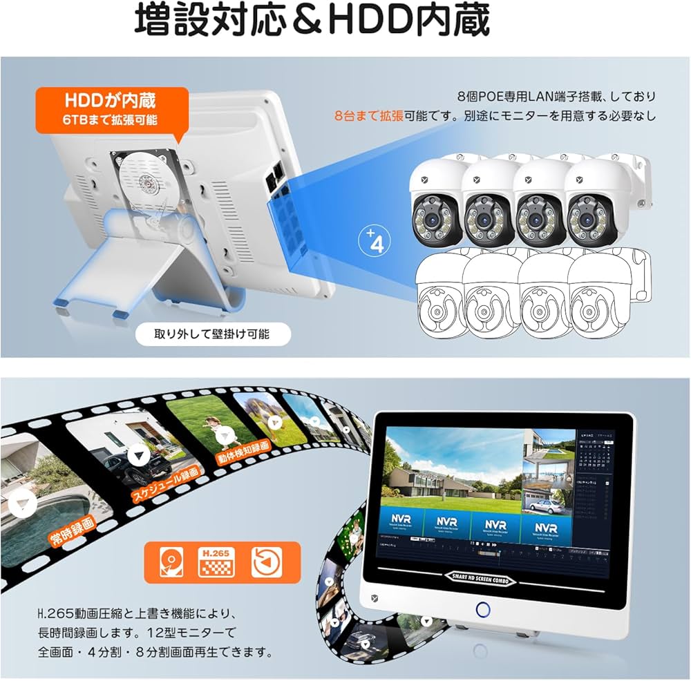 Amazon.co.jp: 【4K 360°全方位追尾】 YESKAMOO 防犯カメラ 屋外 800万