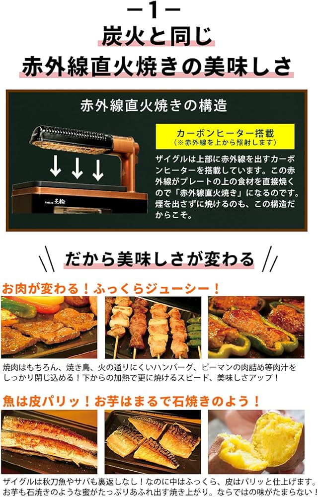Amazon | ザイグル 煙の出ない無煙ロースター 炙輪 GOLD 1~2人用