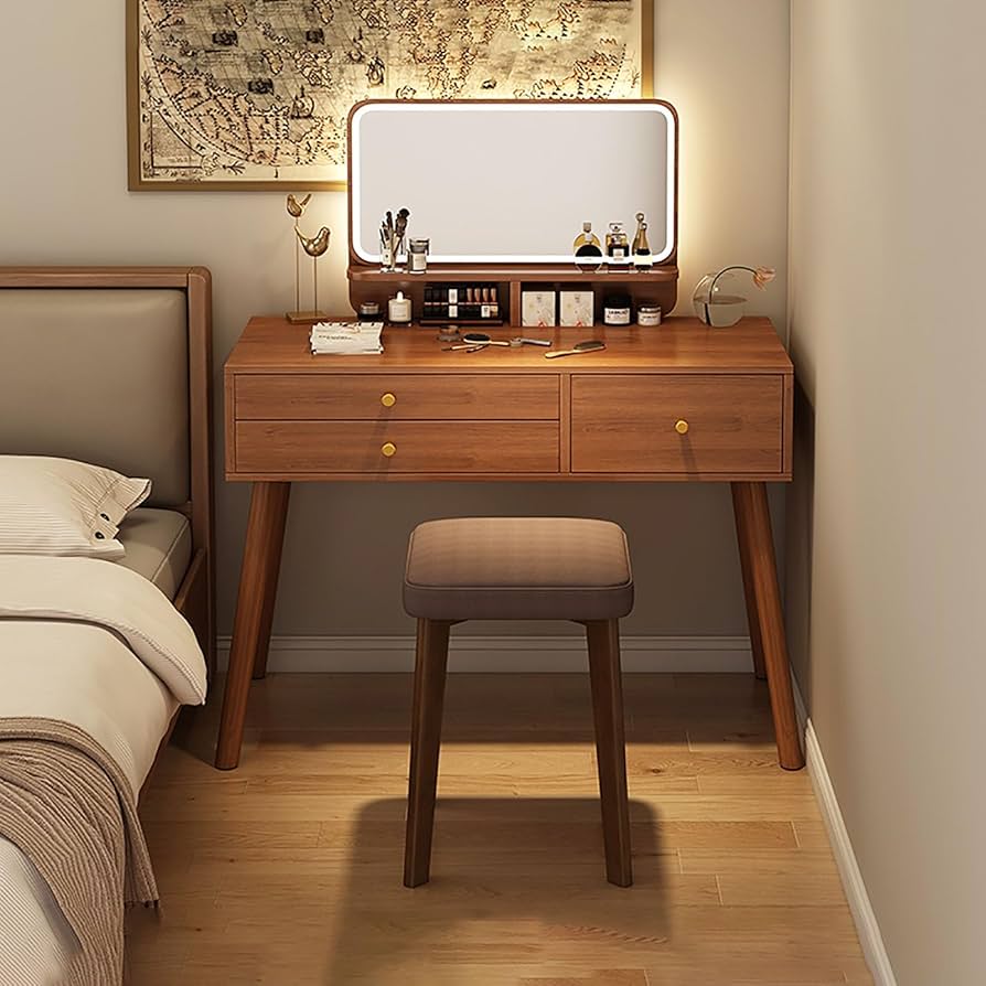 Amazon｜寝室のドレッシングルーム用の木製メイクアップデスク 化粧台