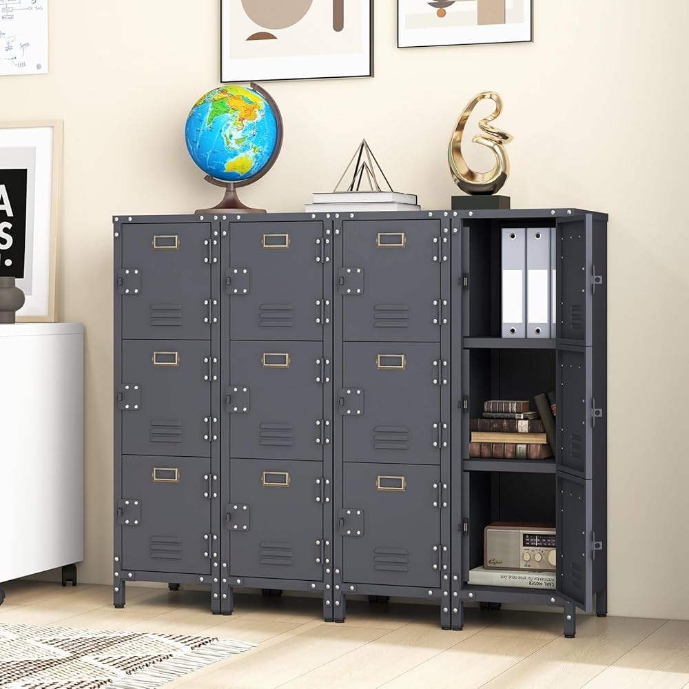 Giantex Metal Locker Cabinet, 40” Stackable Storage Cabinet w