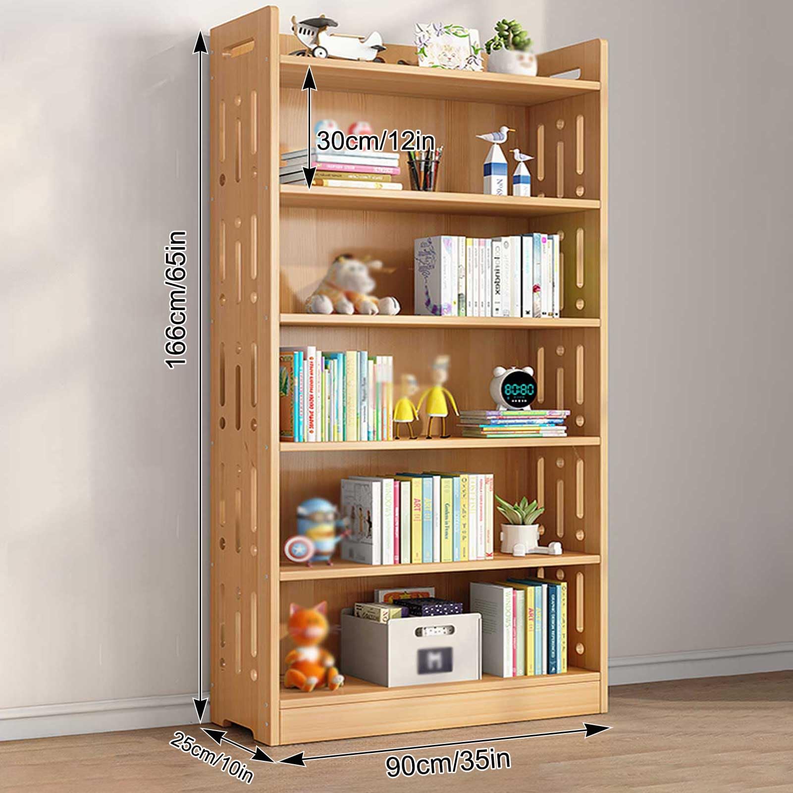 Amazon｜6棚背の高い本棚木製オープンディスプレイフロア本棚、本棚