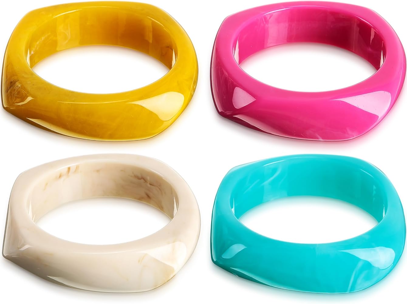 Amazon.com: Landical 4 Pcs Colorful Square Acrylic Resin Bangle