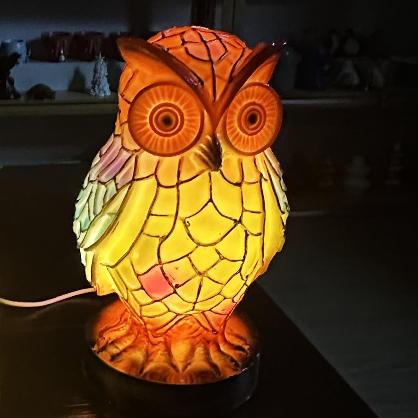 Amazon.co.jp : Yinhamnl レトロ ステンドグラス フクロウ ナイト
