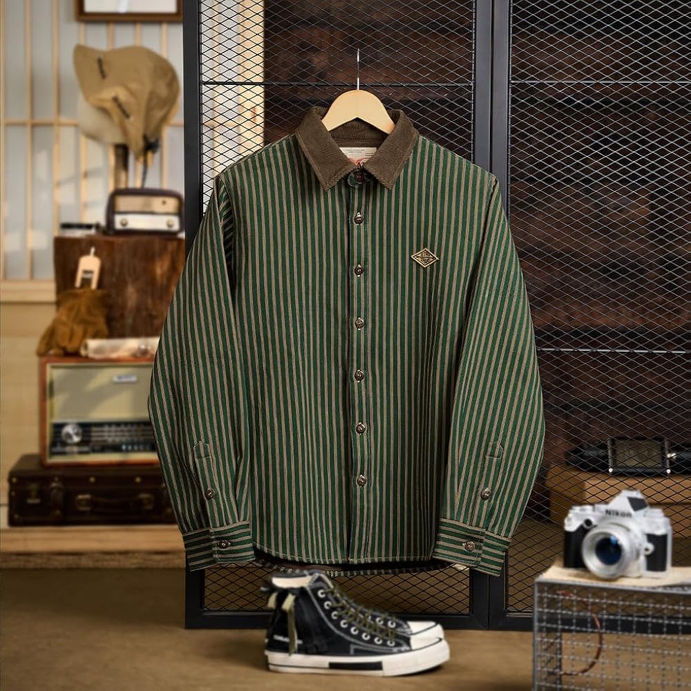 Amazon.co.jp: [karaku] シャツ 長袖 メンズ 「STAY TRUE」刺繍