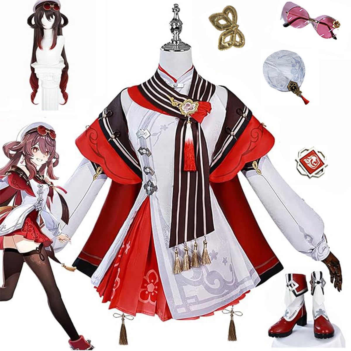 Amazon.co.jp: 原神 胡桃 コスプレ衣装 残雪に咲く紅 大つごもりの歓声