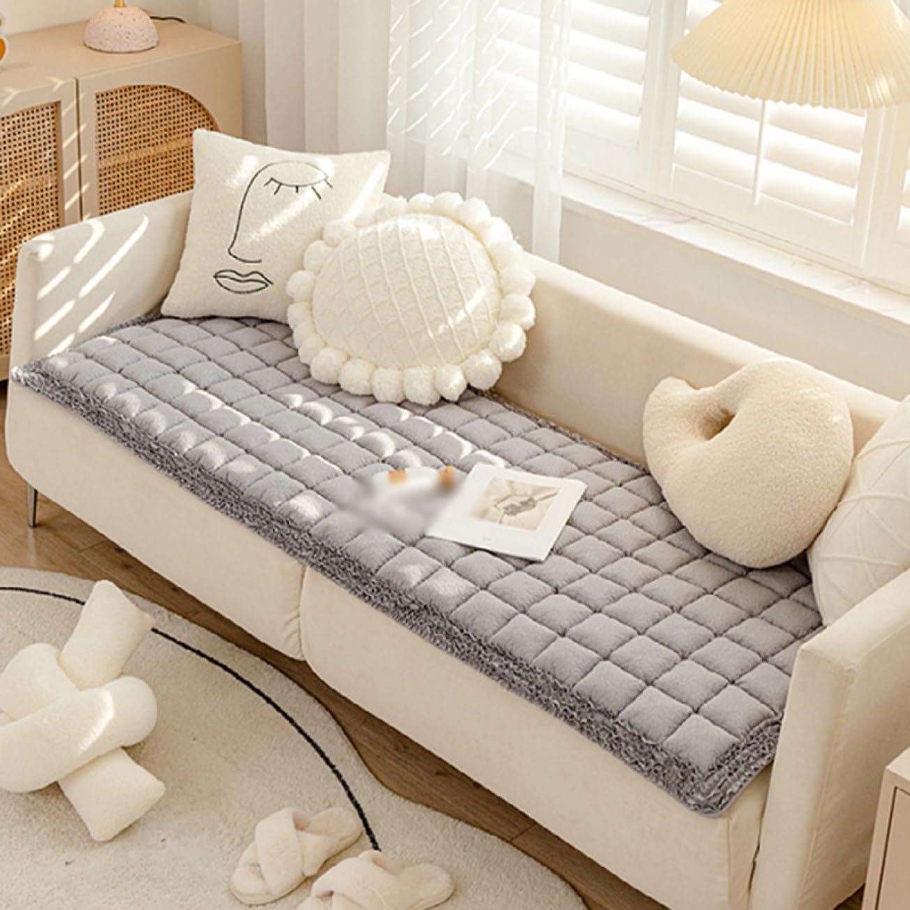 Amazon.co.jp: [DLAWF] 長座布団 厚め グレー シートクッション ロング