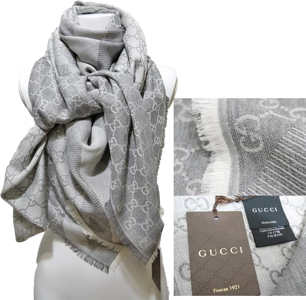 Amazon | [グッチ] シルク混 GG柄 正方形ストール（スカーフ） 男女