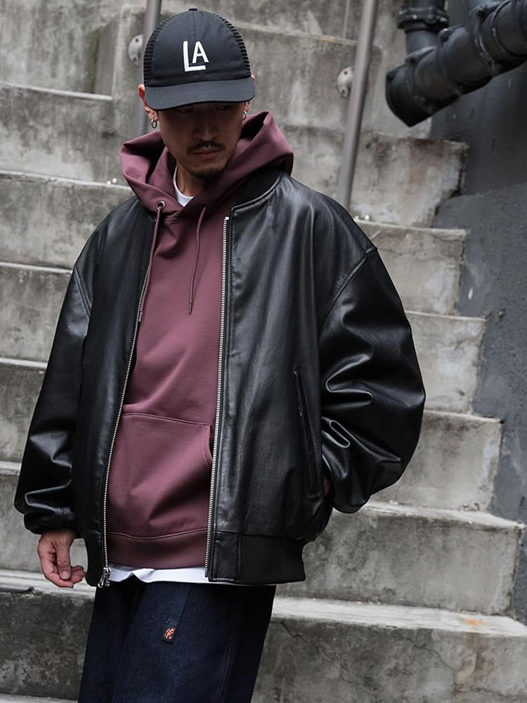 Amazon.co.jp: [ビームス] ブルゾン レザー ボマージャケット メンズ