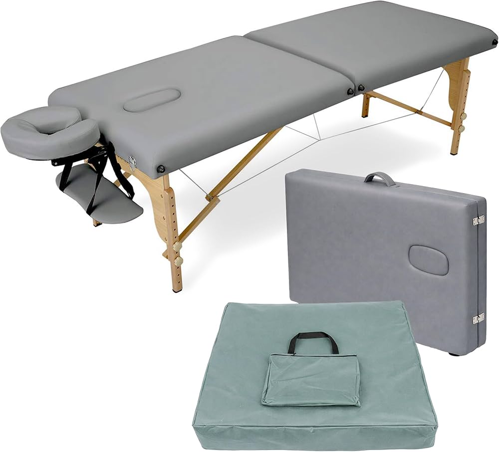 Amazon.co.jp: 折りたたみ マッサージベッド V-004 木製 有孔 グレー