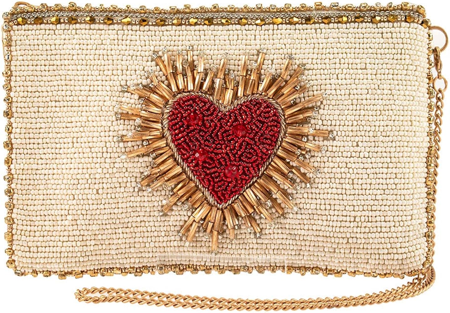 Mary Frances Heart Burst Beaded Crossbody Phone Bag – Heart Design
