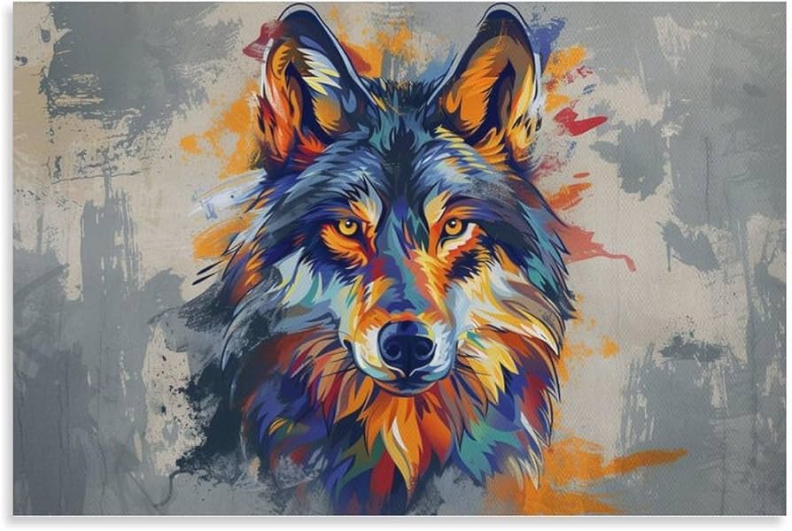 元旦セール 赤坂三好 版画版 オオカミの絵 木製フレーム 元旦セール