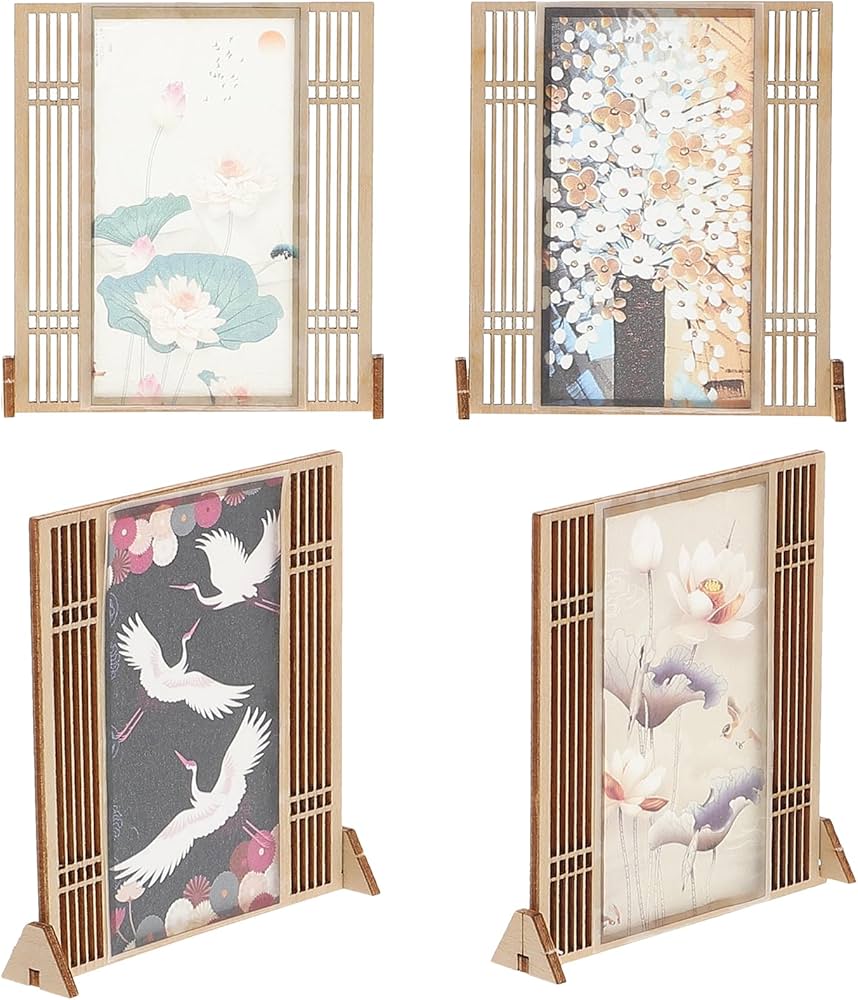 Amazon.co.jp: Toyvian ミニチュア 家具 屏風 中華 ミニ 屏風飾り 木製