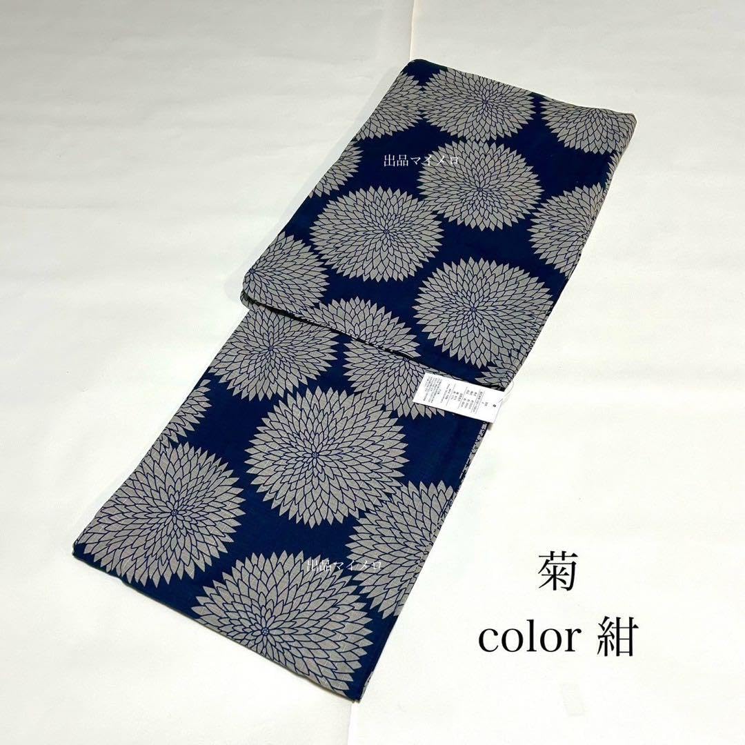 浴衣 夏 単着物 紺色 吸湿速乾 献上柄 半幅帯 2点セット 071811 浴衣