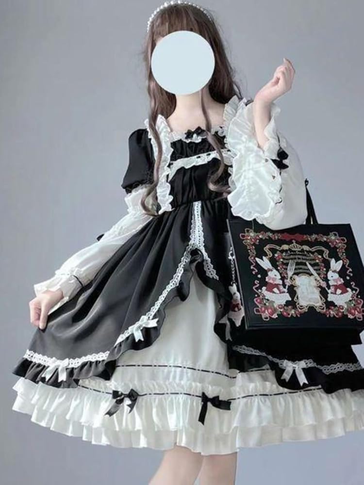 Amazon.co.jp: [Jundakara] レディース 姫袖 ワンピース レースアップ