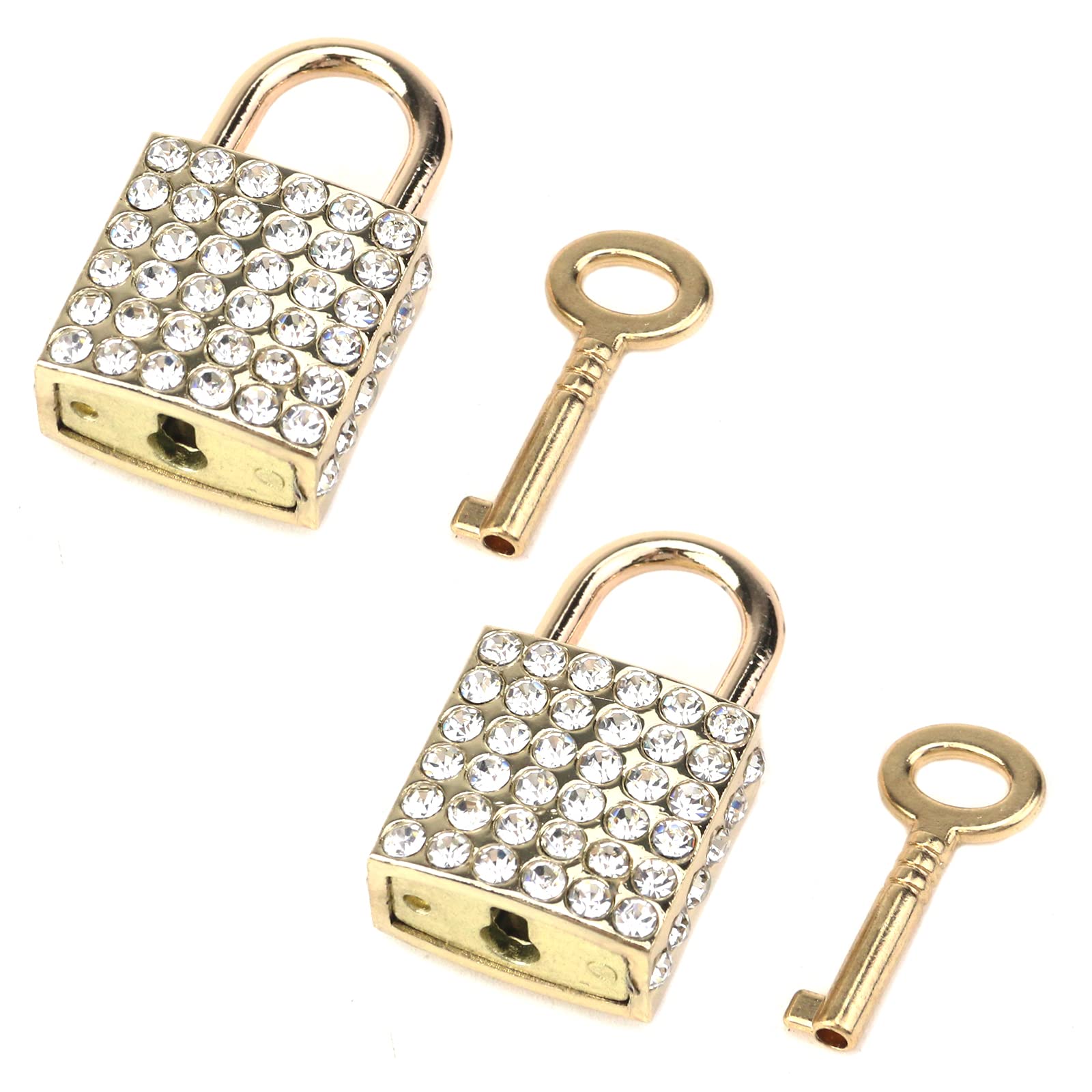 Tighall 2 PCS Zinc Alloy Gold Small Square Decorative Padlock