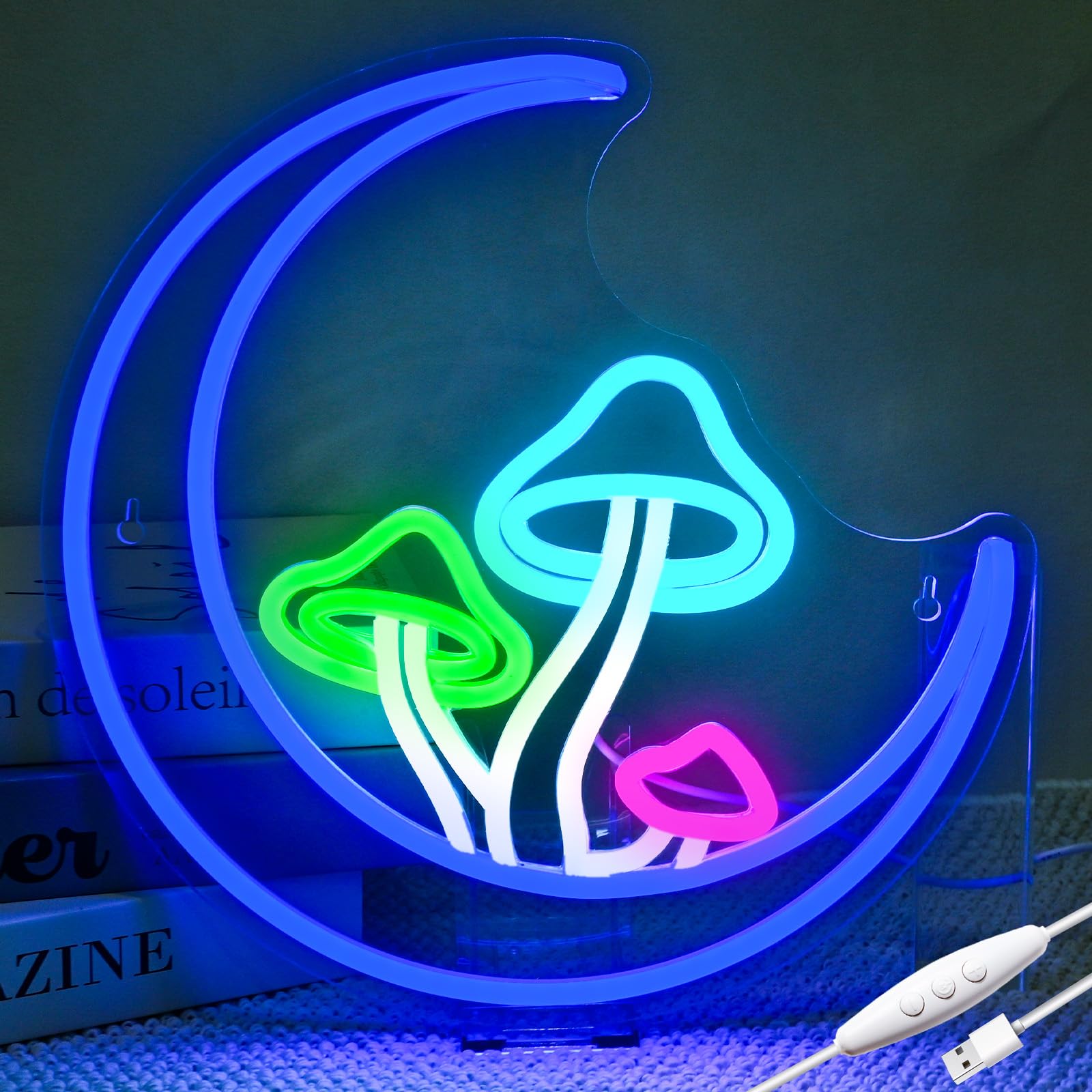 Amazon.co.jp : 月夜の幻想 ムーンマッシュルーム LEDネオンアート USB