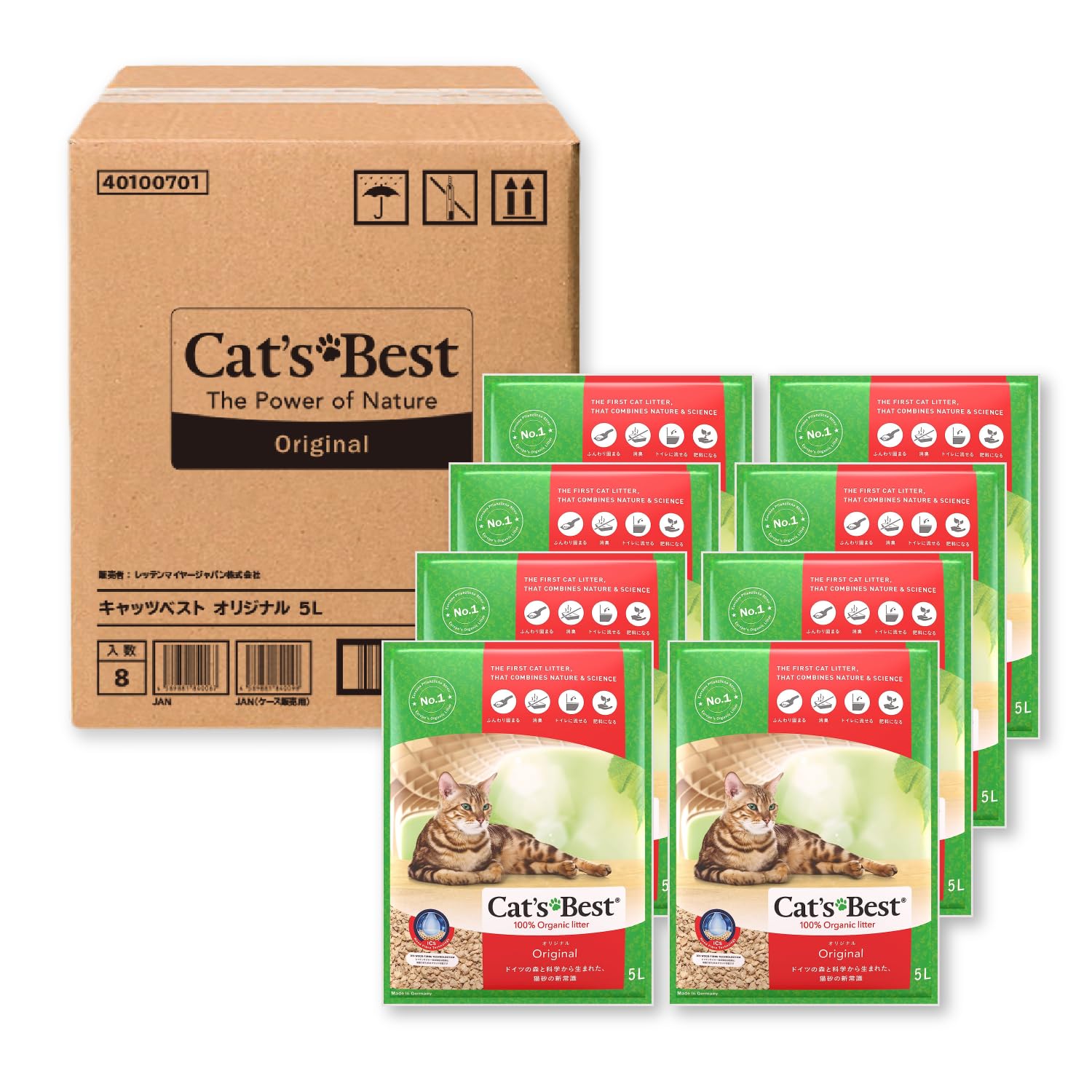 Amazon | Cat's Best キャッツベスト オリジナル 5L × 8袋 猫砂 5L×8袋