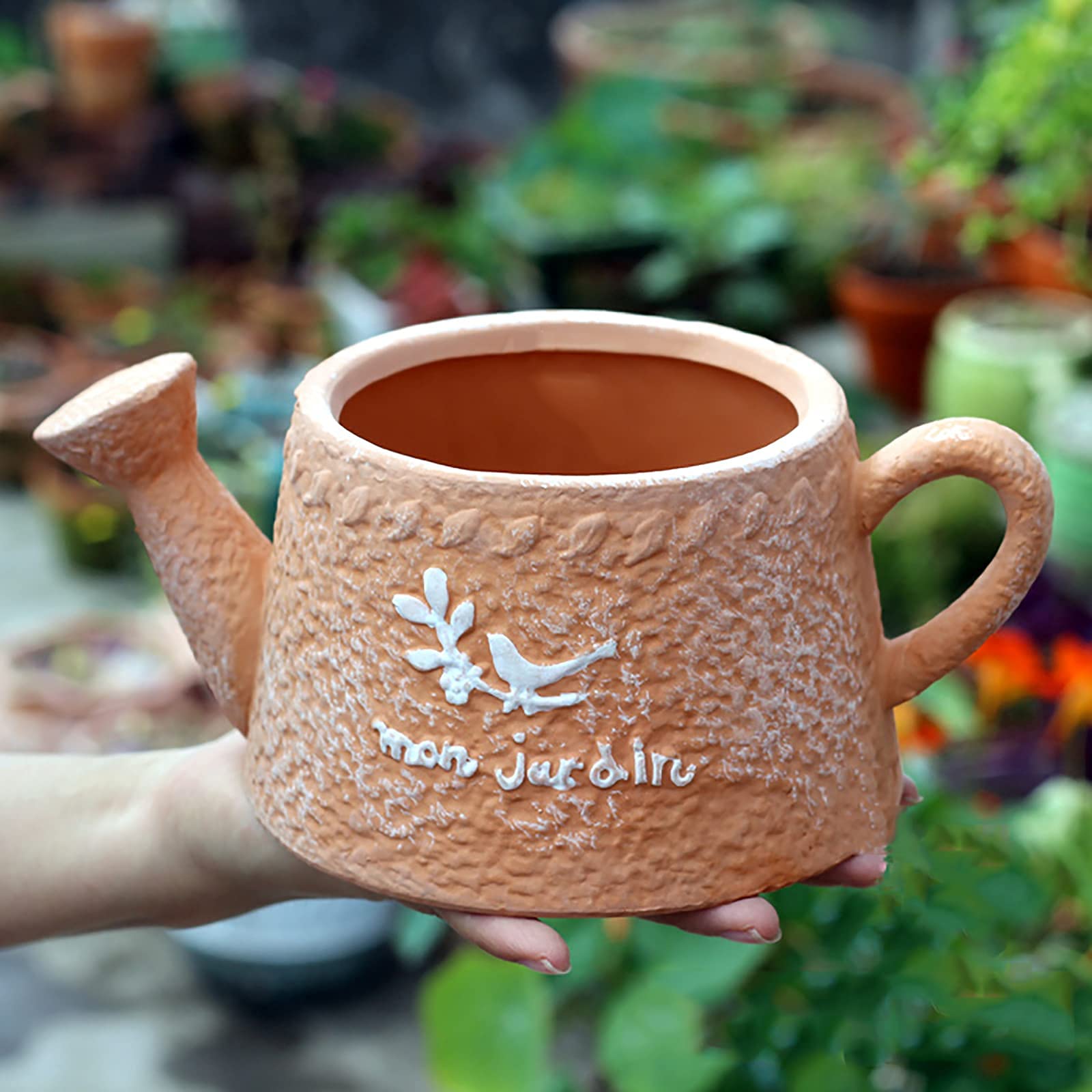 Amazon.co.jp: テラコッタプランター植木鉢、排水穴ティーポット形状の