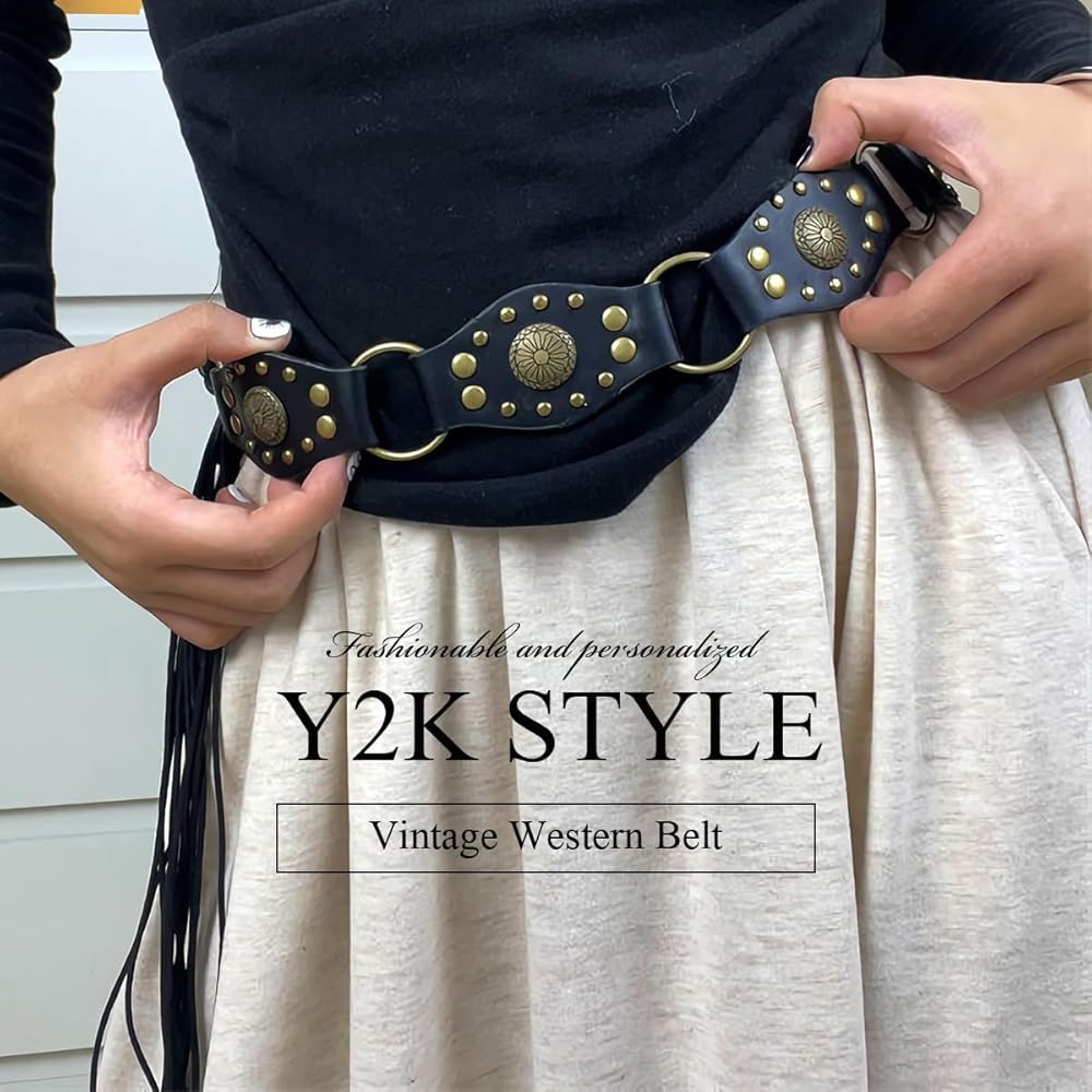 80s 90s Y2K USA製 Western belt vintage 本革 80s 90s Y2K USA製