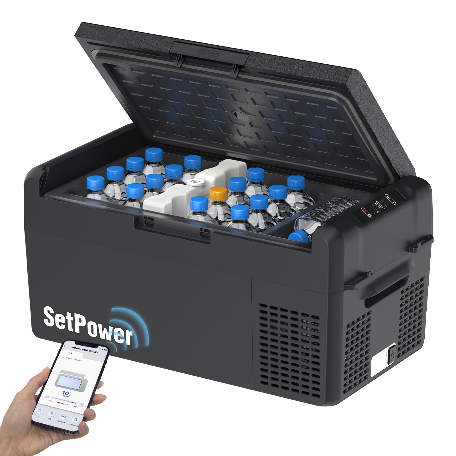 Amazon.co.jp: Setpower RF20 車載冷蔵庫 2室【内蔵製氷皿 50時間持続