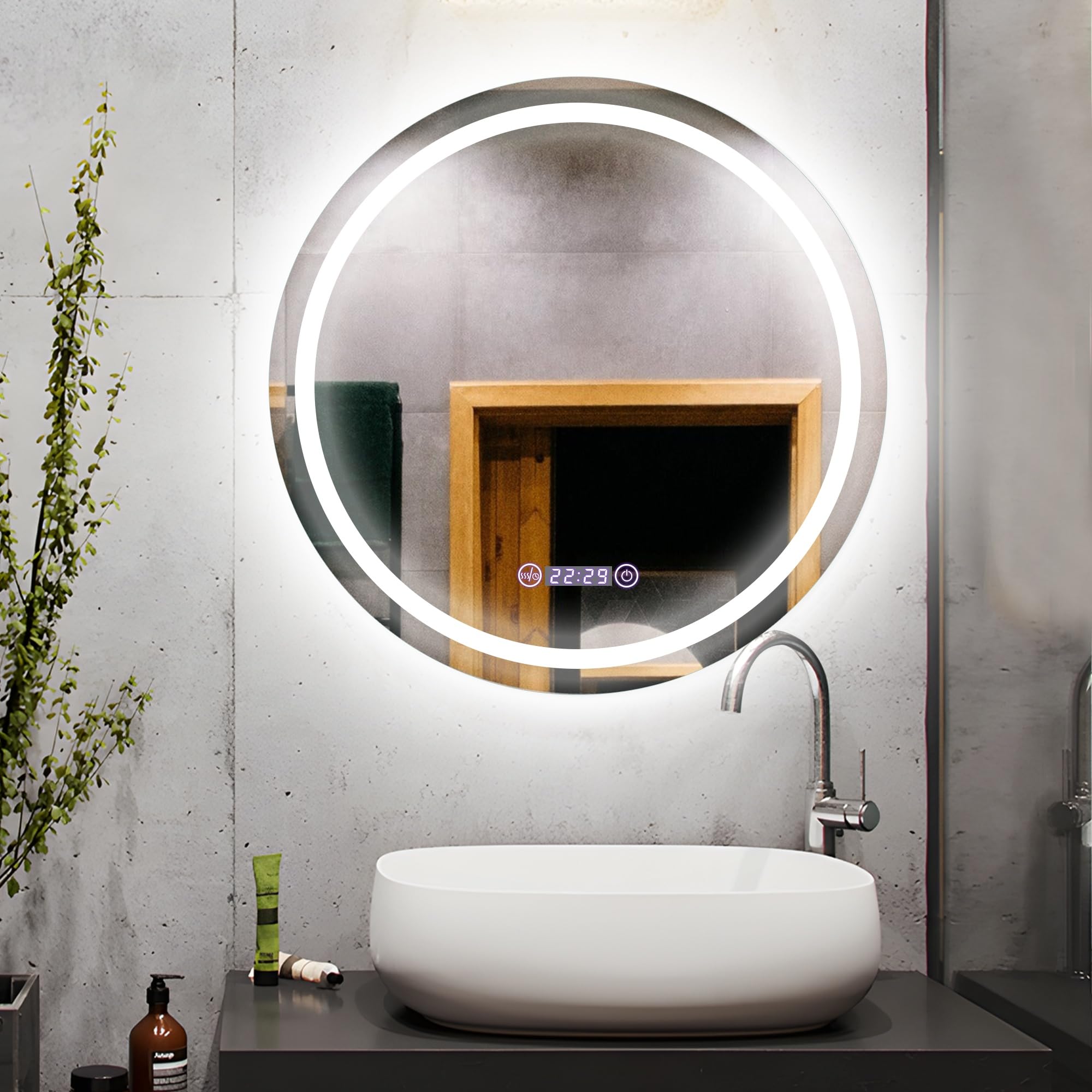 Amazon.co.jp: ミルオ君の鏡工房 LEDミラー 鏡 曇り止め 浴室鏡 ライト