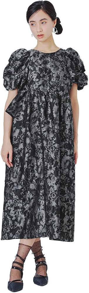 Amazon.co.jp: [niana] バブルスリーブジャガードドレス パーティー