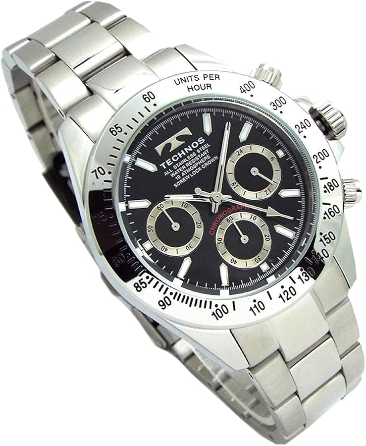 Amazon.co.jp: TECHNOS テクノス メンズ腕時計 クロノグラフ ブラック