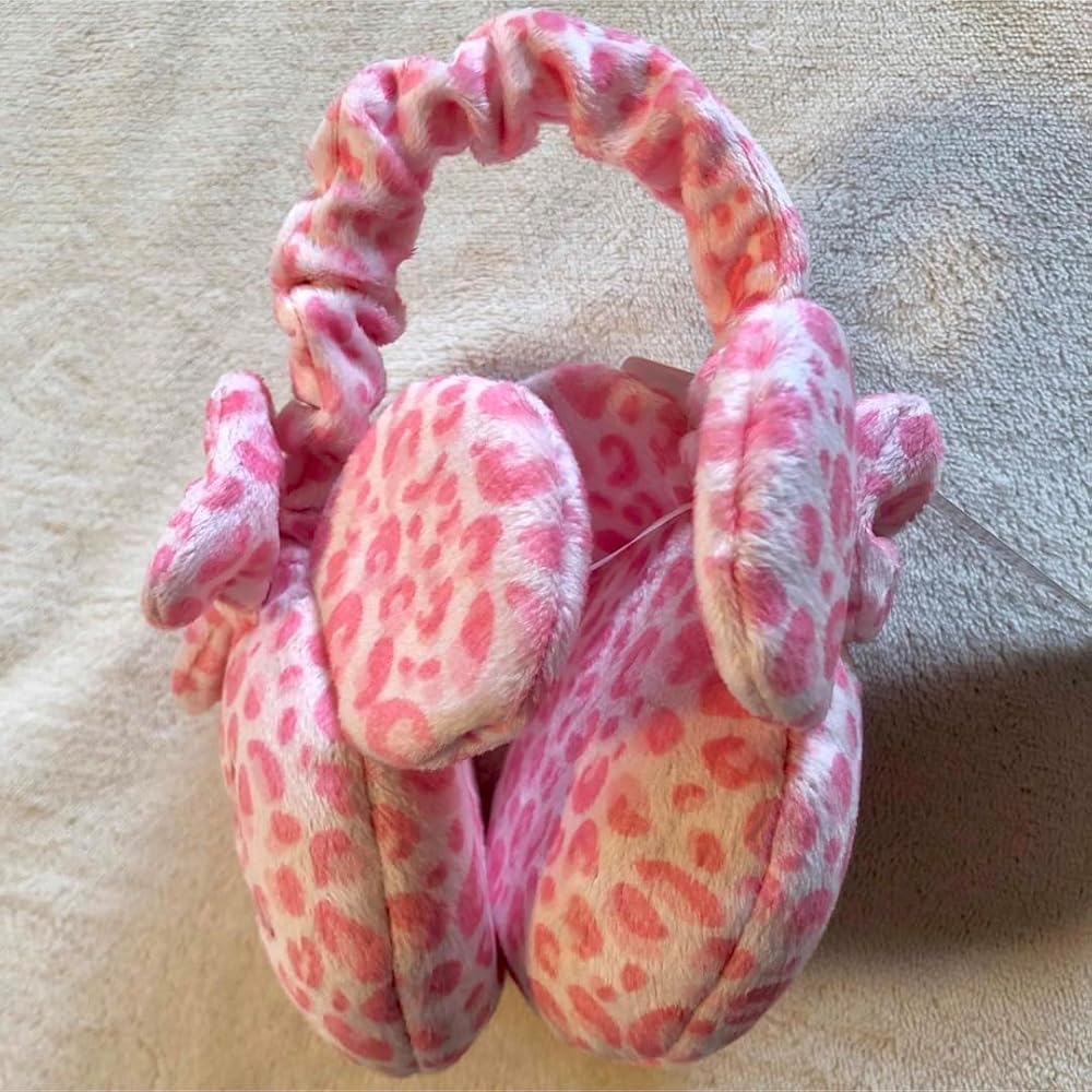 Amazon | ミニーマウス 耳当てイヤーマフ ヒョウ柄 ピンク アニマル柄