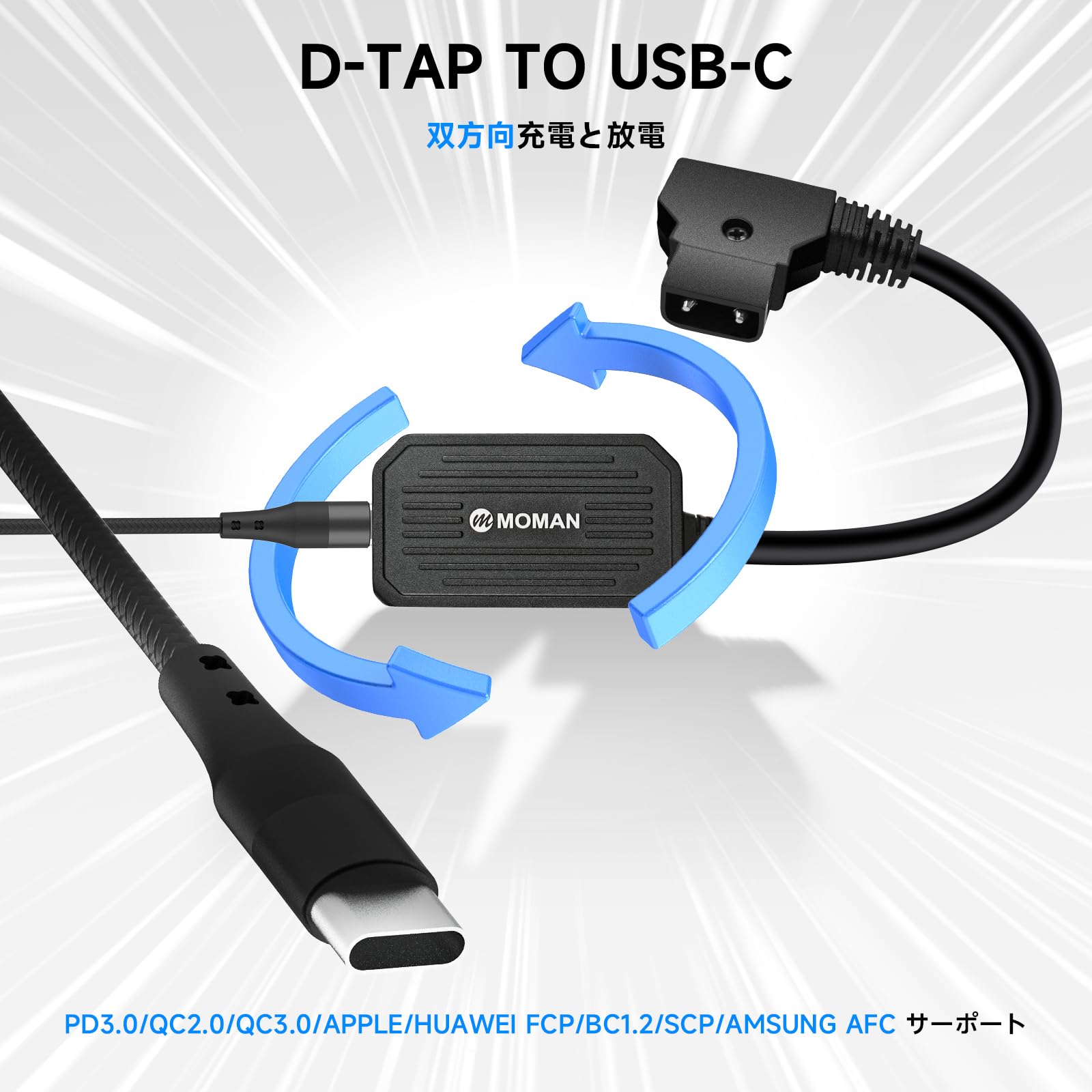 Amazon | Moman PD100 D-Tap to USB-C Type-C PD100W D-Tapケーブル