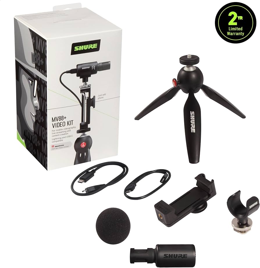 Shure MV88+ Video Kit - Digital Stereo Condenser Microphone for