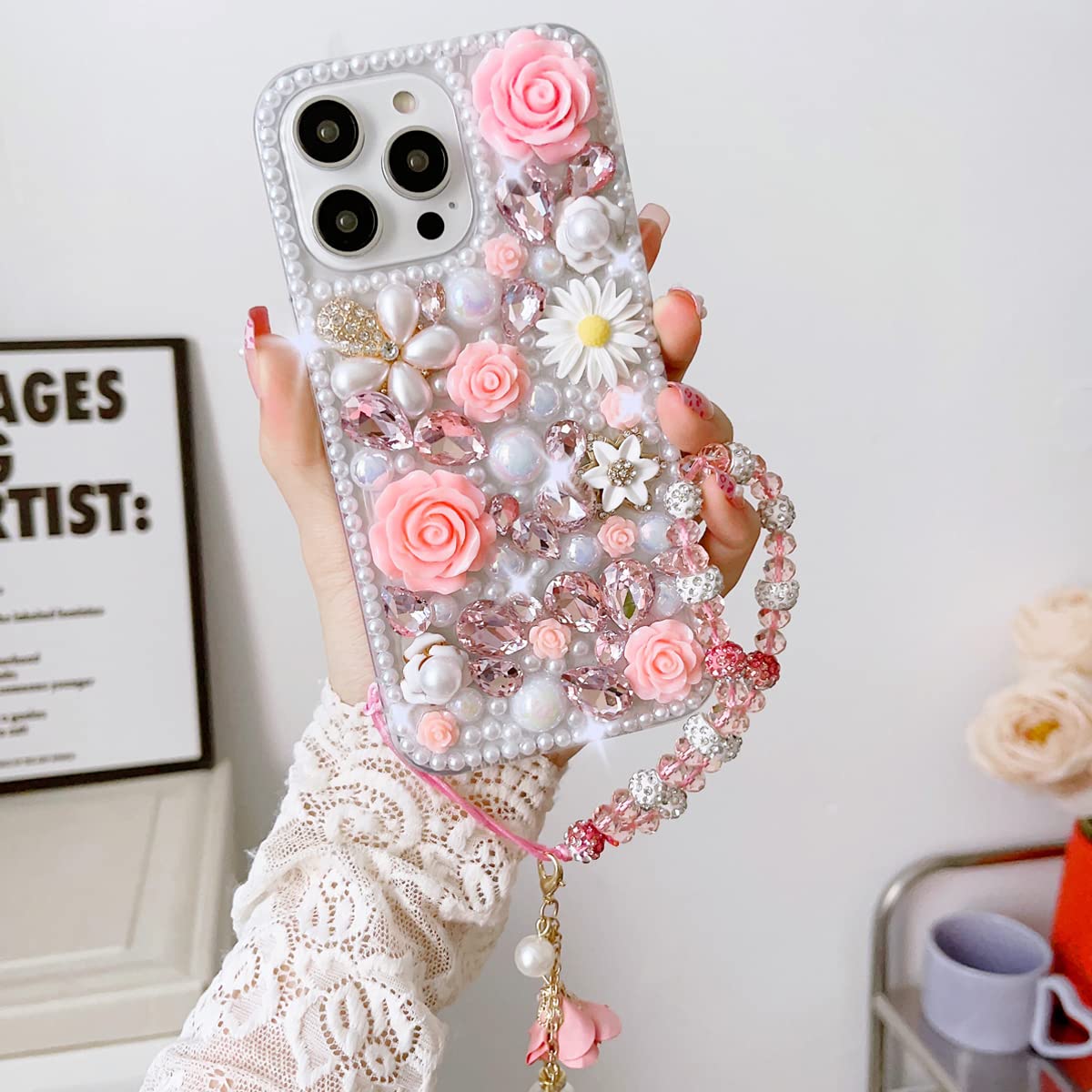 スマホアクセサリー DECO depuis 1985 3D FLOWER MALTI CHAIN スマホ