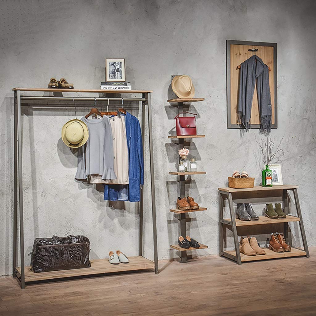 Amazon｜Zxyan ハンガーラック 木製のクローゼットの棚衣類ラック鉄