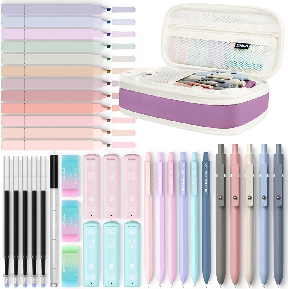 Amazon.co.jp: Four Candies 文房具セット 筆箱 蛍光ペン ボールペン