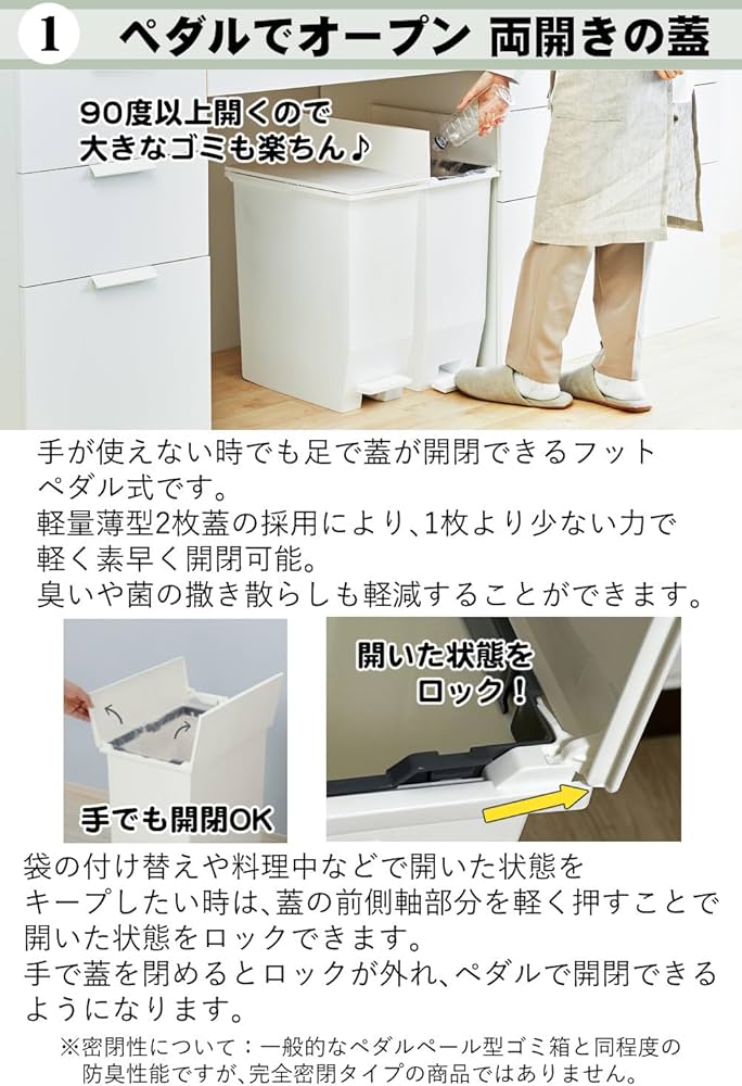 Amazon｜リス ソロウ ペダルオープンツイン 35L ホワイト ゴミ箱