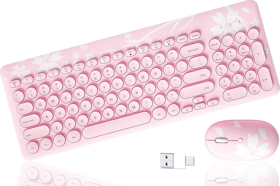 Amazon | Mytrix キーボードマウスセット ピンク ワイヤレスマウス