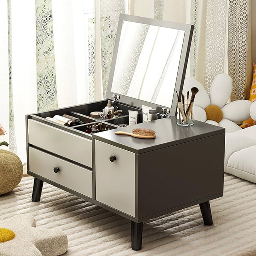 Amazon｜ドレッサー鏡 ドレッサー ロータイプ コンパクト 化粧台 鏡台
