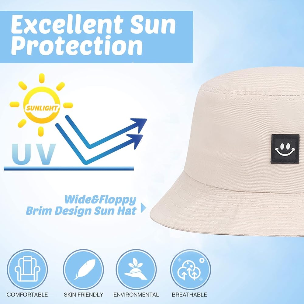 Amazon.com: Kids Sun Hat Smile Face Bucket Hat for Girls Boys