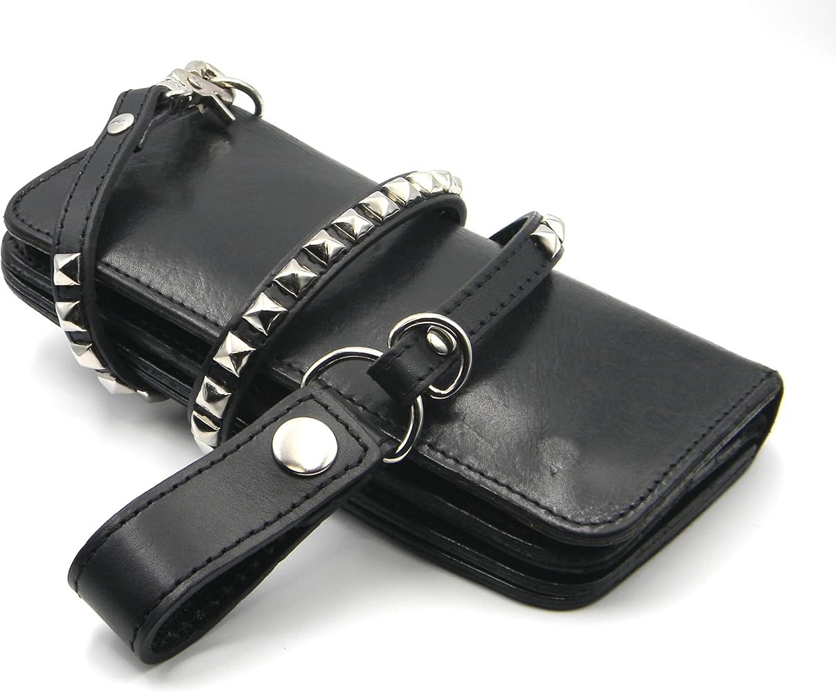 Amazon.co.jp: ウォレットチェーン 革 スタッズ 本革 ピラミッド鋲