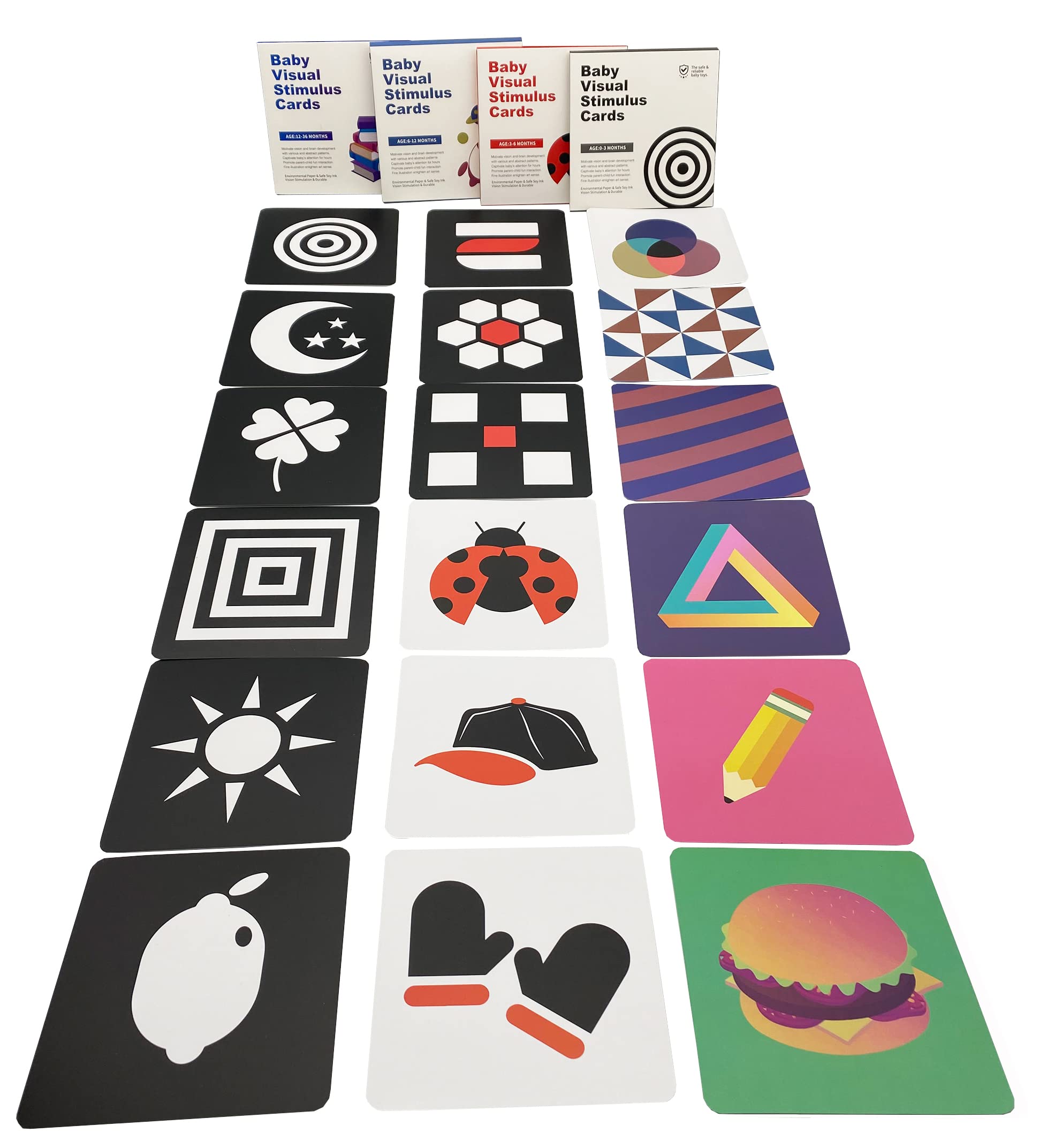 Amazon.co.jp: Femtos ベビーフラッシュカード 4セット 集中力 両面64