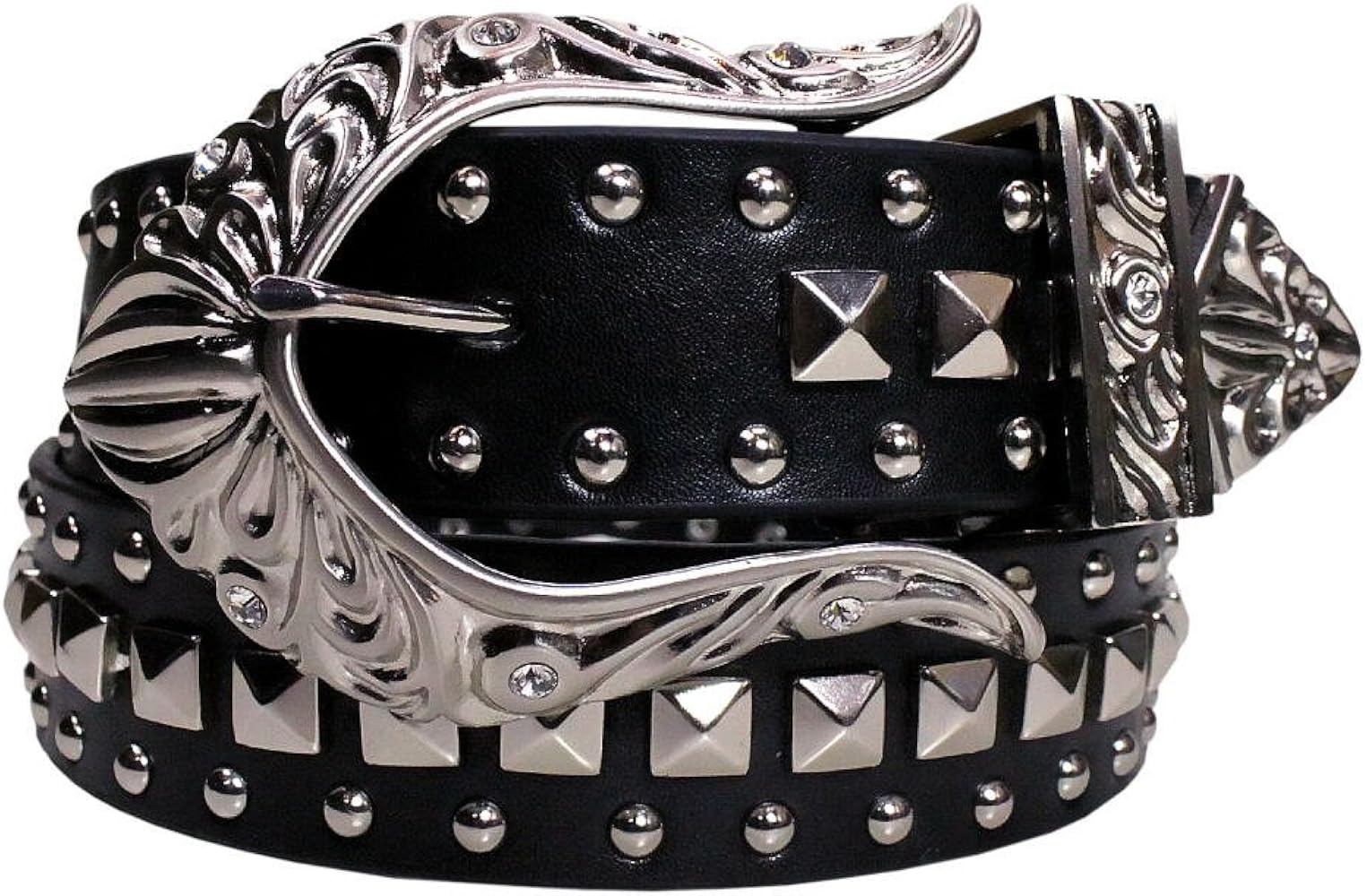 Amazon | 059黒 ブラック×シルバー ピラミッドスタッズ&ゴージャス