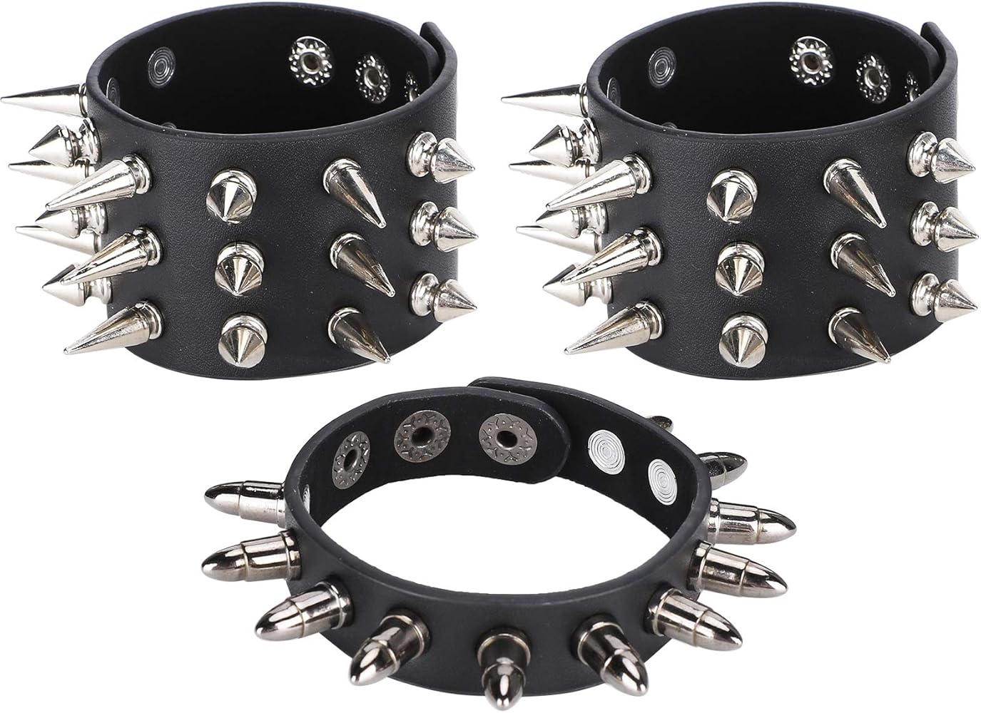 Amazon | [Zerodis] 3本セット スタッズ ブレスレット 鋲 パン ロック