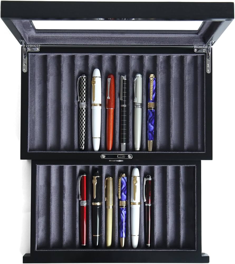 Amazon.co.jp: Besforu 木製ペンディスプレイケース 24スロット 万年筆