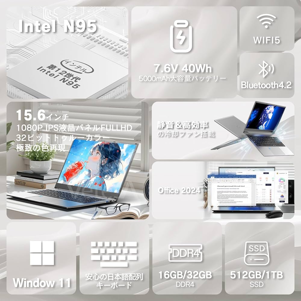 Amazon.co.jp: VETESA Office 2024搭載 ノートパソコン 15.6 インチ